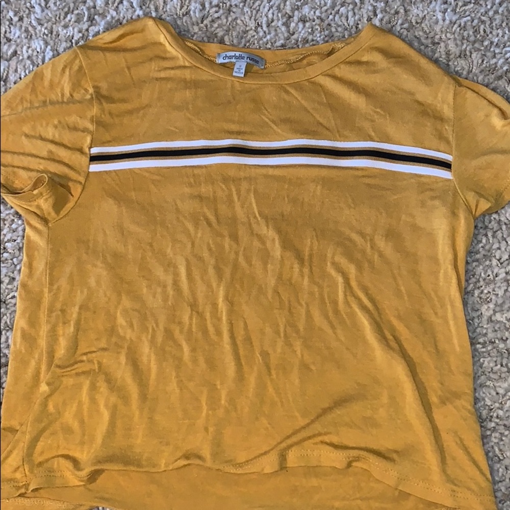 yellow cropped shirt